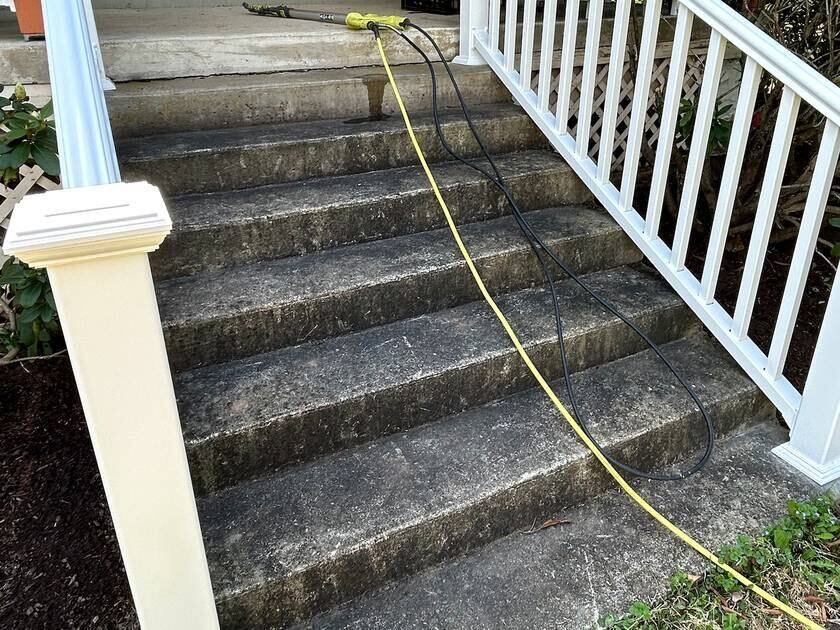 Before Concrete Cleaning &mdash; Front Porch Steps
